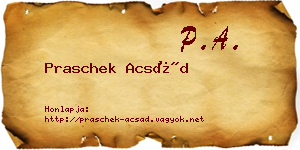 Praschek Acsád névjegykártya